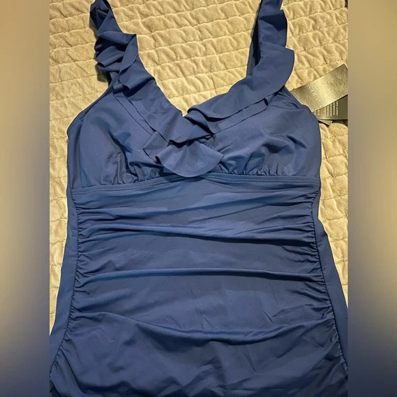 LAUREN RALPH LAUREN Beach Club Solids Underwire Tankini Swim Top - Picture 4 of 7